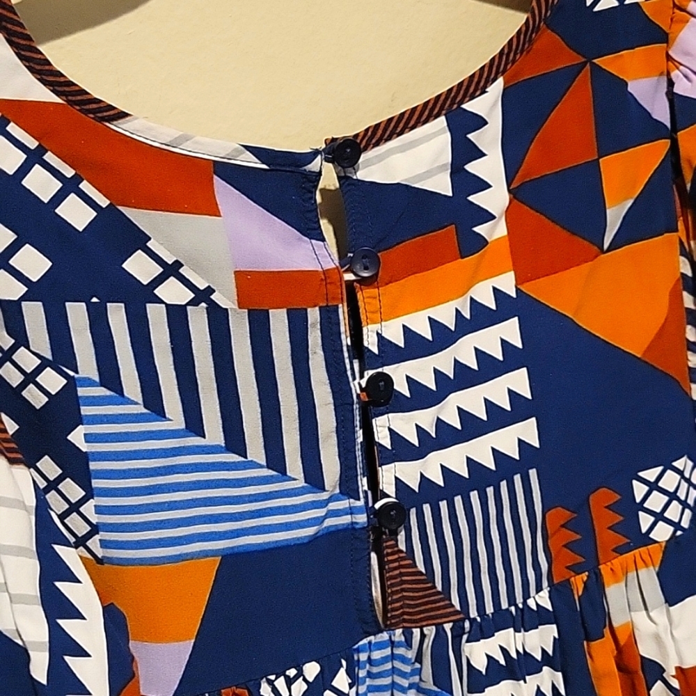 ❤️ NWOT! ANTHROPOLOGIE PORRIDGE VENTURA ABSTRACT BLUE ORANGE WHITE TOP, SMALL - Picture 11 of 11
